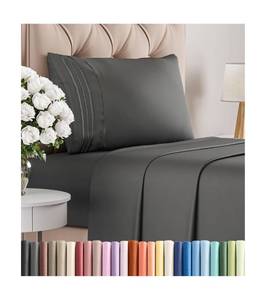 lot 2421 image: Twin Size 3 Piece Sheet Set - Comfy Breathable & Cooling Bed Sheets Set - Hotel Luxury Bedding for Women, Men, Kids & Teens - Deep Pockets, Easy-Fit, Super Soft & Wrinkle Free - Oeko-Tex - Charcoal
