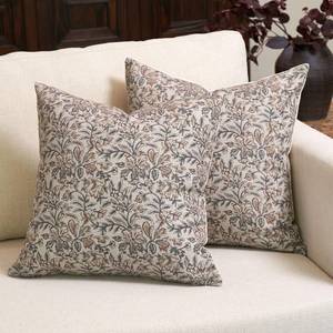 lot 2428 image: Amor Virisso Floral Throw Pillow Covers 18x18 Set of 2 Couch Pillows for Living Room Farmhouse Vintage Block Print Pillow Covers Decorative Pillow Covers Accent Sofa Pillows, GreenSand