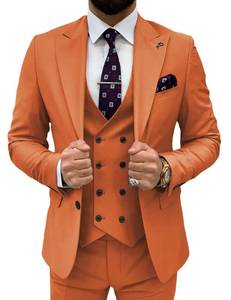 lot 2430 image: TIJOFA Burnt Rusty Orange Mens 3 Piece Double Breasted Wedding Suit - Slim Fit Tux Evening Dress Formal Suit