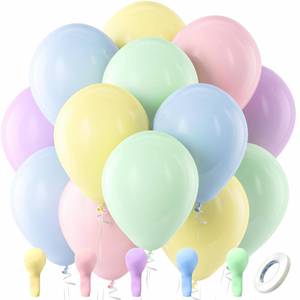 lot 2443 image: Bezente Pastel Balloons Latex Party Balloons, 100 Pack 12 inch Round Helium Multicolor Macaron Balloons for Birthday Rainbow Party Baby Shower Wedding Decorations