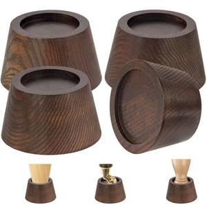 lot 2445 image: FASONLA Bed Risers (Set of 4) - Oak Solid Wooden Furniture Risers with Non-Slip Recessed Hole (Monolithic Wood, 4pcs-2 Hight-Walnut Color)