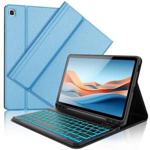 lot 2448 image: Galaxy Tab S6 Lite Case with Keyboard 10.4 inch 202420222020, 7 Color Backlit Bluetooth Detachable Keyboard, Smart Folio Protective Cover with S Pen Holder for Samsung Tablet S6 Lite 10.4, SkyBlue