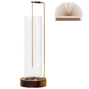 lot 2459 image: Incense Holder for Sticks, Anti-Ash Flying Incense Burner with 30 Incense Sticks, Detachable Glass Ash Catcher (Wood, Brown)