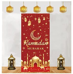 lot 2473 image: Eid Mubarak Party Banner Decorations Ramadan Mubarak Photography Banner Muslim Ornament Eid Al-fitr Culture Festival Sign Studio Banner Decoration (RED)