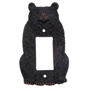 lot 2492 image: Sitting Bear Single Light Switch Cover, Rocker Light Switch Cover, Rustic Cabin D�cor, 7 Inches