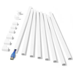 lot 2496 image: One-Cord Hider Kit, 126in Cable Covers for Wires on Wall, Mini Wire Hider for Wall Mounted TV, White Cable Raceway, Paintable Cord Cover Cable Management for Home Office, 8 x L15.7in W0.6in H0.4in