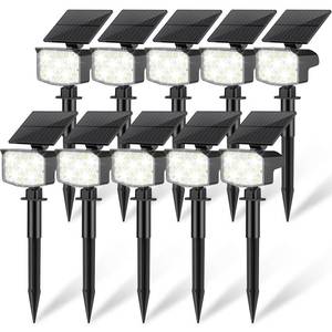lot 5300 image: NACINIC Solar Spot Lights Outdoor Waterproof Adjustable Solar Powered Landscape Lights for Yard 3 Long Time Lighting Modes Spotlights for Pathway Garden Outside Wall Pool Porch- 10 Pack, Cool White - Retail $78.43