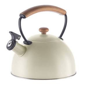 lot 5303 image: OGGI Tea Kettle for Stove Top - 85oz  2.5lt, Stainless Steel with Loud Whistle & Stay-Cool Wood Handle, Ideal Hot Water Kettle and Water Boiler - Warm Gray