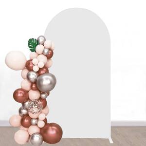 lot 5305 image: SINSSOWL 6.6 FT Arch Backdrop Cover White Arch Covers Stretchy Round Top Chiara Backdrop Stand Covers for Wedding Party Birthday Baby Shower Reception Photo Backgrounds Decoration (White)