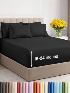 lot 5308 image: Extra Deep King Sheet Set - 6 Piece Breathable & Cooling Sheets - Hotel Luxury Bedding Set w18-24 Inch Extra Deep Pockets - Easy & Secure Fit - Super Soft, Wrinkle Free and Comfy - Black, King Size