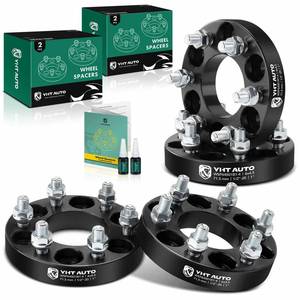 lot 10370 image: YHTAUTO 6x4.5 inch Wheel Spacers 1 inch Compatible with Dodge Dakota 1991-2004, Durango 1998-2003, Viper 1992-2017 6 Lug Tire Spacers w 12-20 & 12.9 Grade Studs, 71.5mm Hub Bore 4PCS Black - Retail $80.54