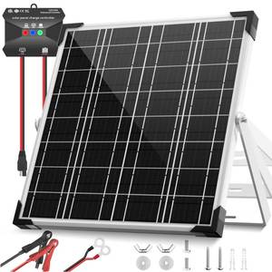 lot 10375 image: Voltset Solar Panel Kit 20W 12V, Solar Battery Trickle Charger Maintainer, Waterproof Solar Panel  Upgrade Charge Controller  Adjustable Mount Bracket for Boat RV Motorcycle Marine