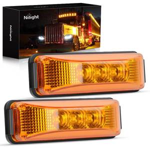 lot 10394 image: Nilight 2PCS 3.9 Inch Front Rear Side Marker Lights 3 LED Amber Clearance Indicator Lamp Waterproof Sealed Surface Mounted for 12V Truck Trailer Camper RV