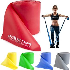 lot 10399 image: Starktape Resistance Bands Long 25 Yard Professional. Non-Latex Physical Therapy Elastic Exercise Fitness Band for Upper Lower Body, Physical Therapy Pilates Rehab Yoga Pilates Home Workout Red