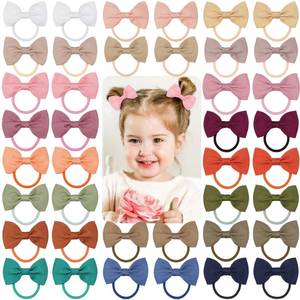 lot 10414 image: 40PCS 2.75 Hair Bows for Baby Girls Thick Hair Elastics Rubber Ribbon Bands, Regular Bows for Toddler Girls, Kids & Children, Pastel Colors