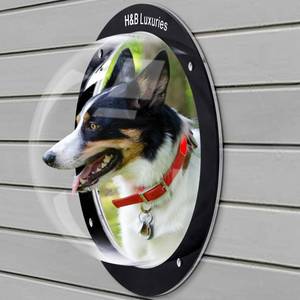 lot 10416 image: H&B Luxuries Durable Acrylic Dome Dog Window for Fence to View Outside for Satisfying Curious Pets FW058