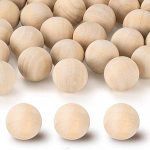 lot 10428 image: 2 Inch Wooden Round Balls, Bag of 20 Unfinished Solid Round Wood Balls, Hardwood Birch, for Crafts and DIY Projects