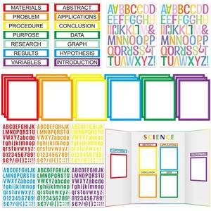 lot 10431 image: PerKoop 36 Sheets Science Fair Board Poster Boards Supplies 24 Self Adhesive Presentation Subtitles 4 Science Fair Project Titles 8 Personalized Letter Sticker for Classroom(Colorful)