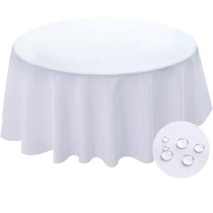 lot 10432 image: BYDOLL Table Cloth Round 60 Inch Tablecloth Fits Max50 Inch Diameter Top,White Washable Outdoor Winkle and Stain Resistant Spillproof Polyester Tablecloths for Round Tables Party Cover