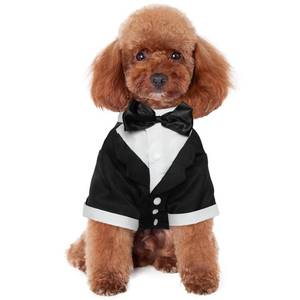 lot 10435 image: Kuoser Dog Tuxedo, Wedding Suit With Bow Tie, Formal Tux Pet Party Birthday Costume, Valentines Christmas Halloween Graduation Outfit Cosplay for Small Medium Large Dogs, Black L