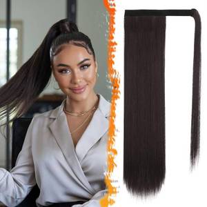 lot 10438 image: BARSDAR Darkest Brown Straight Ponytail Extension - 18 Inch Long Straight Wrap Around Ponytail for Women, Clip in Ponytails Hair Extensions Synthetic Brown Pony Tails Hairpieces Daily