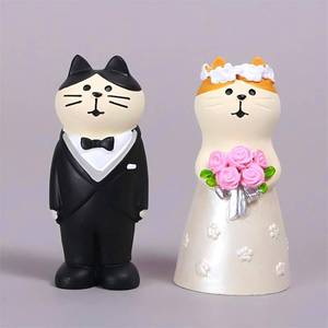 lot 10444 image: Gwindrise Wedding Cat Figurines Set - Mini Groom and Bride, Adorable Wedding Gifts for Cat Lovers, Anniversary Cake Topper Decoration, Resin Kitty Statues Table D�cor