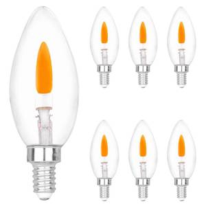 lot 10451 image: HEWA-Tech C35 Flame Tip Flicker Bulbs - Crystal Clear Candle Light with Orange Glow Effect for HalloweenChristmas, E12 Chandelier Replacement Bulbs, 6-Pack (C35E12 Clear)