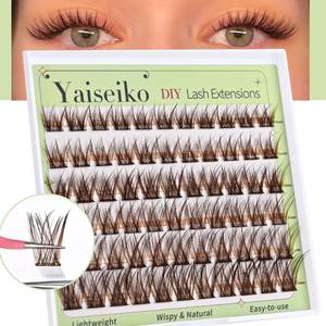 lot 10455 image: Self Adhesive Eyelashes Clusters Brown Natural Wispy Eyelash Extension Reusable Press on Lashes 10-18mm D Curl Individual Lashes