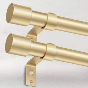 lot 11412 image: IFELS 2 Pack Heavy Duty Curtain Rods for Windows 28 to 48 Inch, 1 Inch Gold Curtain Rods Set of 2 Pack for Outdoor, Farmhouse, Bedroom, Adjustable Easy Install Drapery Rod (A2,Gold,30-60-2Pack)