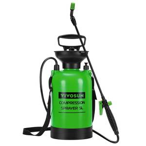 lot 11444 image: VIVOSUN 1.35-Gallon Pump Sprayer, Pressurized Lawn & Garden Sprayer with Adjustable Shoulder Strap, for Plants Spraying, Garden Watering and Household Cleaning