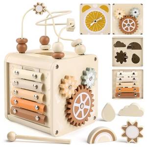 lot 11452 image: Vanplay Montessori Toys for 1 Year Old Girls Boy Gifts, Wooden Sensory Activity Cube for Babies 12-18 Months, Learning Educational Toys 1 2 3 Year Old First Birthday Gifts for Toddler 1-3