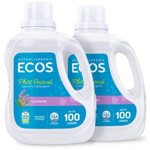 lot 11455 image: ECOS Laundry Detergent Liquid, 200 Loads - Dermatologist Tested Laundry Soap - Hypoallergenic, EPA Safer Choice Certified, Plant-Powered - Lavender, 100 Fl Oz (Pack of 2)