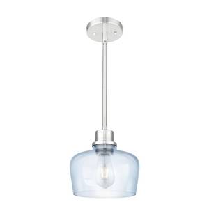 lot 11457 image: Emak Blue Glass Pendant Lights Kitchen Island, Modern 8 Inch Brushed Nickel Pendant Light for Kitchen, Bathroom, Bedroom, Dining Room, PL122-BN-BG
