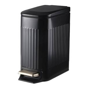 lot 11464 image: SYNCVIBE Slim Bathroom Trash Can with Soft Close Lid Stainless Steel Garbage Can Step Trash Bin with Removable Inner Bucket for Bedroom, Office, Kitchen (Matt Black, 1.8 Gallons)