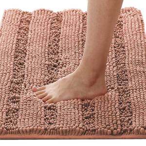 lot 11471 image: H.VERSAILTEX Bath Rugs for Bathroom Non Slip Bath Mats Extra Thick Chenille Striped Rug 20 x 32 Absorbent Non Skid Fluffy Soft Shaggy Washable Dry Fast Plush Mat for Indoor, Bath Room - Muted Clay