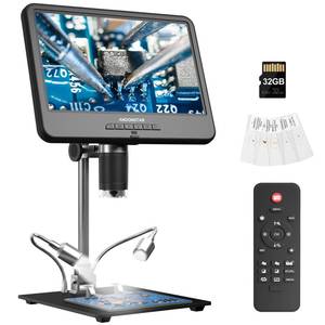 lot 11476 image: Andonstar AD210 10.1 Inch LCD Digital Microscope for Adults, Soldering Microscope for Electronics Repair, Coin Microscope Camera Full View for Error Coins with Light, Biological Slides Kit, 32G Card - Retail $97.25