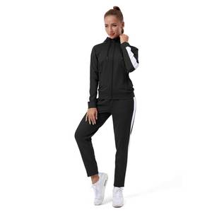 lot 11484 image: TEZO Womens Full Zip-Up Hoodie Tracksuit Set Long Sleeve Casual Jogging Suits Workout Gym 2 Piece Outfits with Pockets(BKWT 2XL)