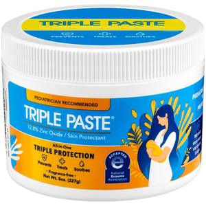 lot 12347 image: Triple Paste Diaper Rash Cream for Baby - 8 Oz Tub - Zinc Oxide Ointment Treats, Soothes and Prevents Diaper Rash - Pediatrician-Recommended Hypoallergenic Formula with Soothing Botanicals