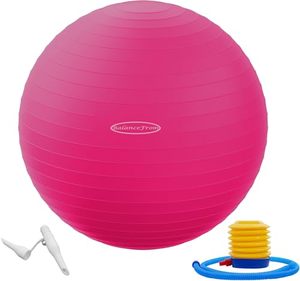 lot 5320 image: Fitvids Anti-Burst and Slip Resistant Exercise Ball Yoga Ball Fitness Ball Birthing Ball with Quick Pump, 2,000-Pound Capacity, Pink, 22-inch, M