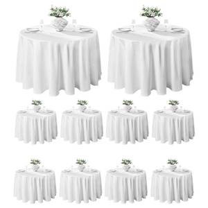 lot 5324 image: VidaFete 10 Pack 70inch Round Tablecloth Polyester Table Cloth��Stain Resistant and Wrinkle Polyester Dining Table Cover for Kitchen Dinning Party Wedding Rectangular Tabletop Buffet Decoration(White)