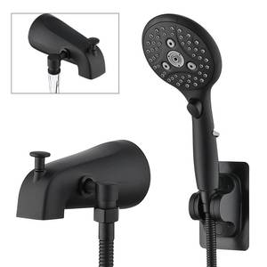 lot 5342 image: PROOX All Metal Tub Spout with Diverter Matte Black, 6 Settings Hand held Shower with ONOFF Pause Switch, Bathtub Faucet with Sprayer