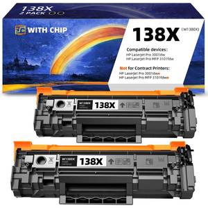 lot 5989 image: 138X W1380X Compatible Toner Cartridge Replacement for HP 138 for HP138X for HP-138X 138A W1380A use Compatible with HP Laserjet Pro MFP 3101fdw and HP Laserjet Pro 3001dw(2 Pack) - Retail $115.47