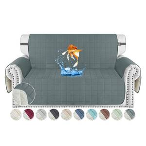 lot 5997 image: MAXIJIN Waterproof Love Seat Couch Covers 2 Cushion Sofa, 49 Quilted Loveseat Cover Slipcovers for Pets Dog Couch Cover Protector with Elastic Strap & Side Pocket (Loveseat, Dark Gray)