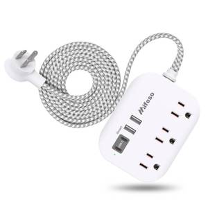 lot 6345 image: Cruise Ship Essentials - Mifaso Power Strip with USB Ports, 5Ft Flat Extension Cord with Multiple Outlets, USB Charging Station with Non Surge Protector for Cruise Ship, Travel, Dorm Room Essentials
