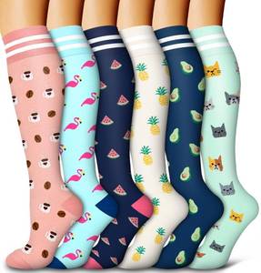 lot 6349 image: Bluemaple 6 Pack Copper Compression Socks for Women and Men Circulation-Best Support for Medical, Running,Nursing,Athletic