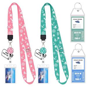 lot 6362 image: 2 Pack Cruise Lanyard for Ship Cards with Phone Lanyard Retractable Cruise Lanyards Badge Reel Waterproof ID Badge Holder Luggage Tags Cruise Essentials Accessories