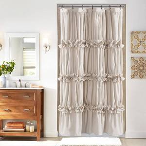 lot 6365 image: Homechoice Decor Camel Ruffle Stall Shower Curtain, Vintage Handcrafted Bow Tie Bath Curtain for Master Bathroom, Ruched Microfiber Bathroom Curtain with 7 Buttonholes, 36 W x 72 H (LQ-10)