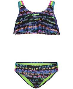 lot 6377 image: Under Armour Girls Two-Piece Bikini Set, Black Watercolor, 12 US