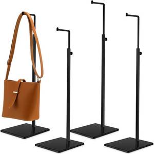 lot 6382 image: Maitys 4 Pack Purse Display Stands, Adjustable Height Handbag Display Stand Metal Bag Display Rack Handbag Stand Holder Single Hanging Hook Bag Stand for Boutique Store (Black)