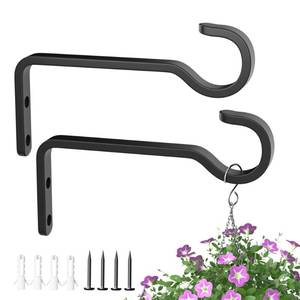 lot 6392 image: 5.7 Inch 2 Pack Heavy Duty Outdoor Plant Hangers for Hanging Baskets, Iron Hanging Plant Brackets for Hanging Plants Outside, Metal Plant Hooks Plant Wall Hooks for Hanging Lantern, Bird Feeder